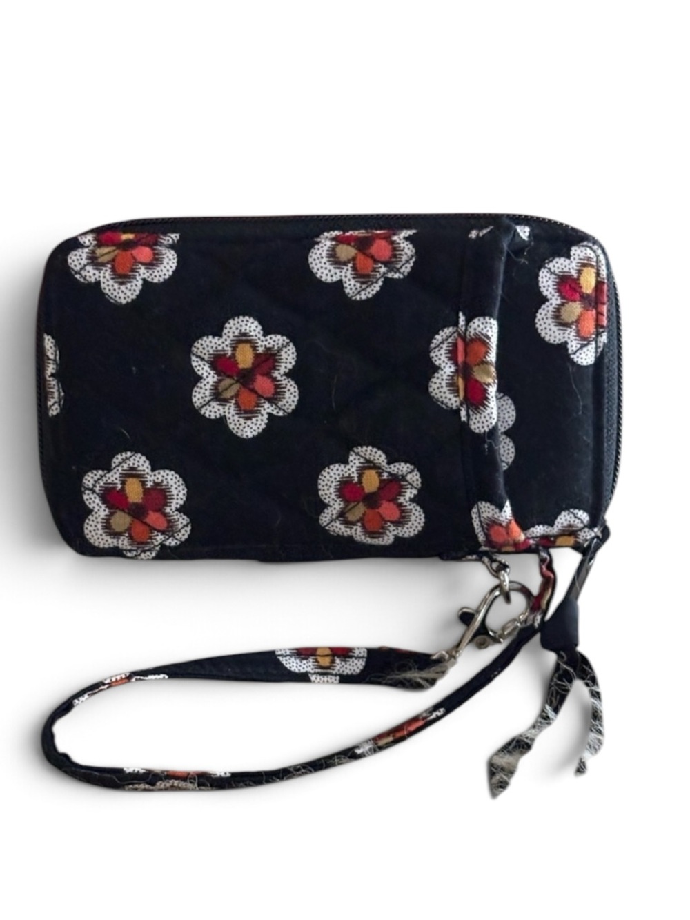 Vera Bradley ‘Parisian Bouquet’ Blue and Violet Zip Around ID Floral Wristlet